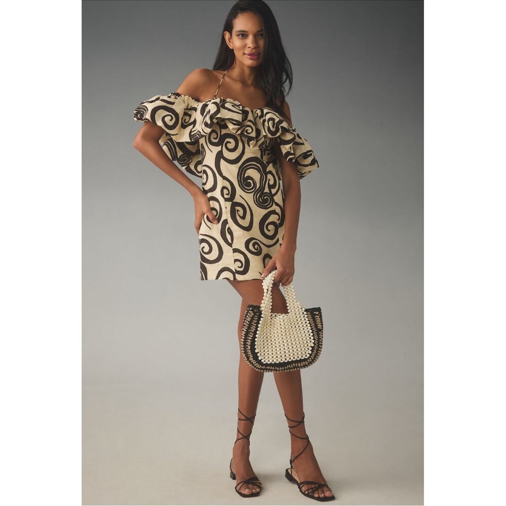 Anthropologie The Wolf Gang Mirador Linen Off-Shoulder Mini Dress XS NWT - Picture 9 of 9